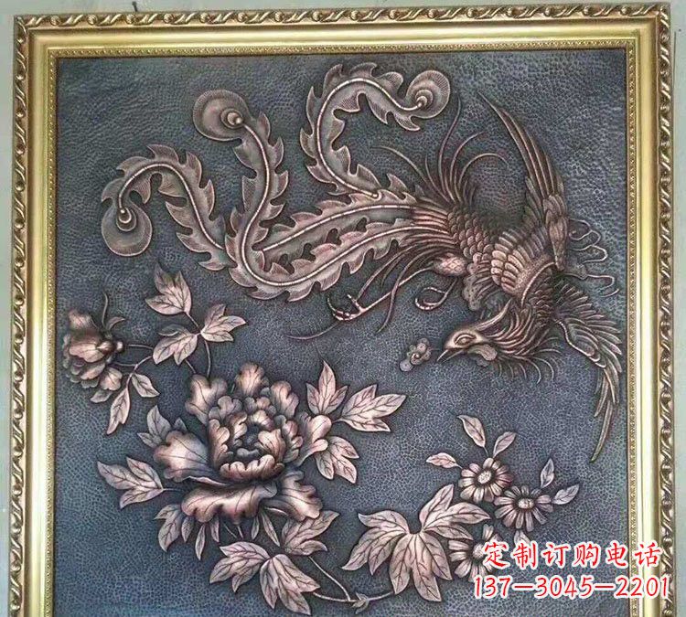 合肥凤凰牡丹铜浮雕