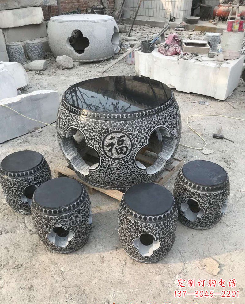合肥福字桌凳石雕