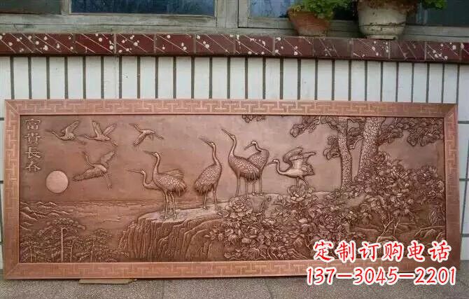 合肥富贵仙鹤浮雕锻铜雕塑