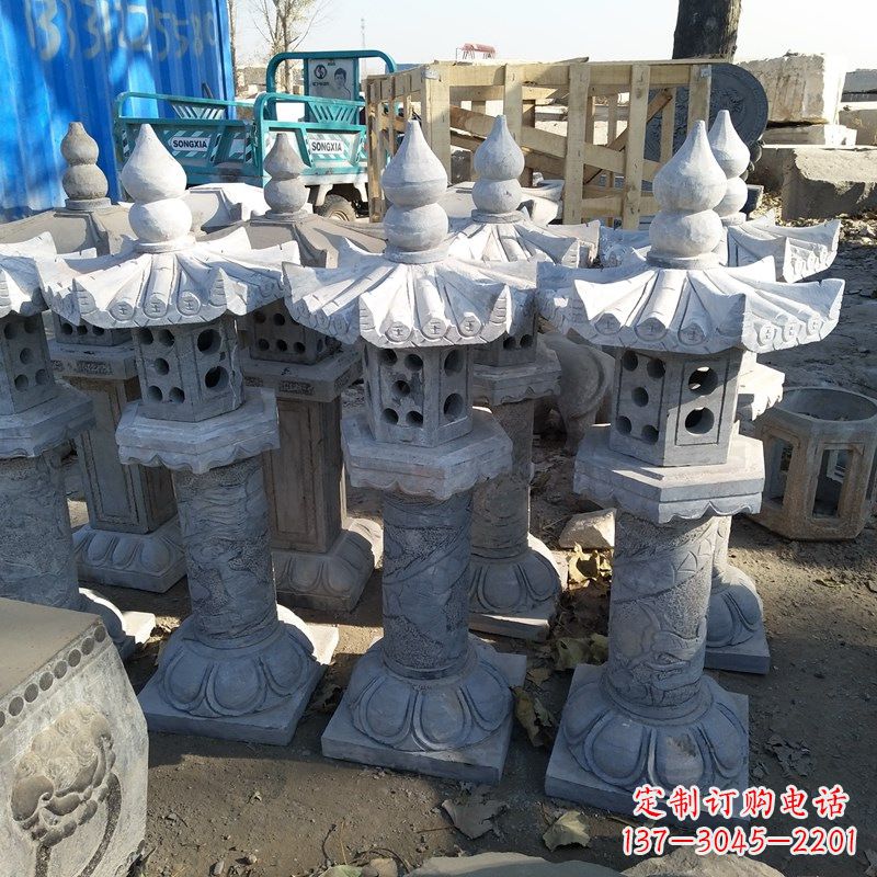 合肥高墩青石中式灯笼雕塑