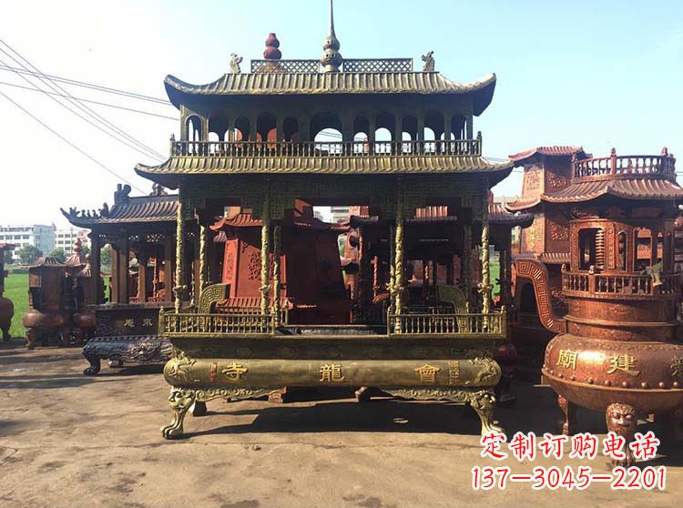 合肥高浮雕螭龙纹铜香炉