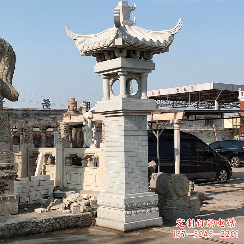 合肥高墩中式石雕灯笼美观厚重的传统中国风雕塑