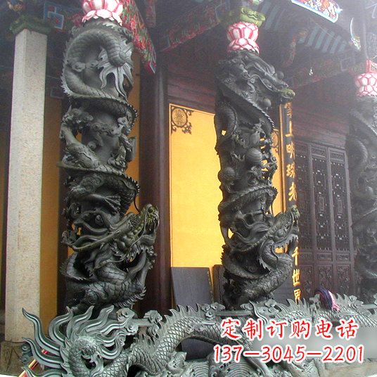 合肥高浮雕龙柱铜雕塑