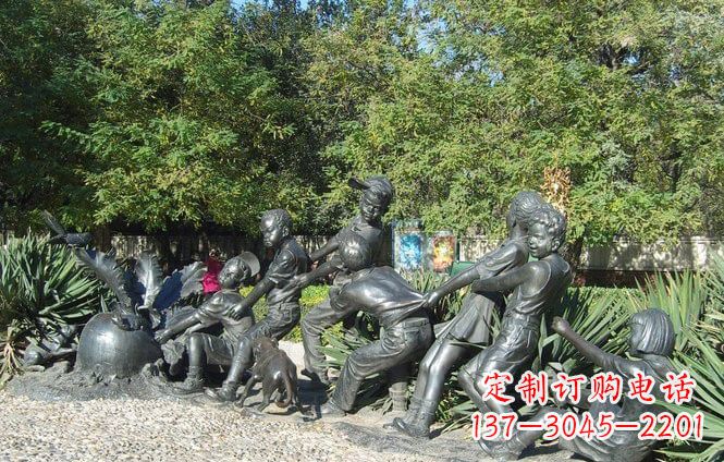 合肥铜雕萝卜儿童拔萝卜雕塑