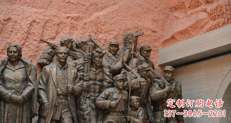合肥公园白求恩与八路军景观铜雕