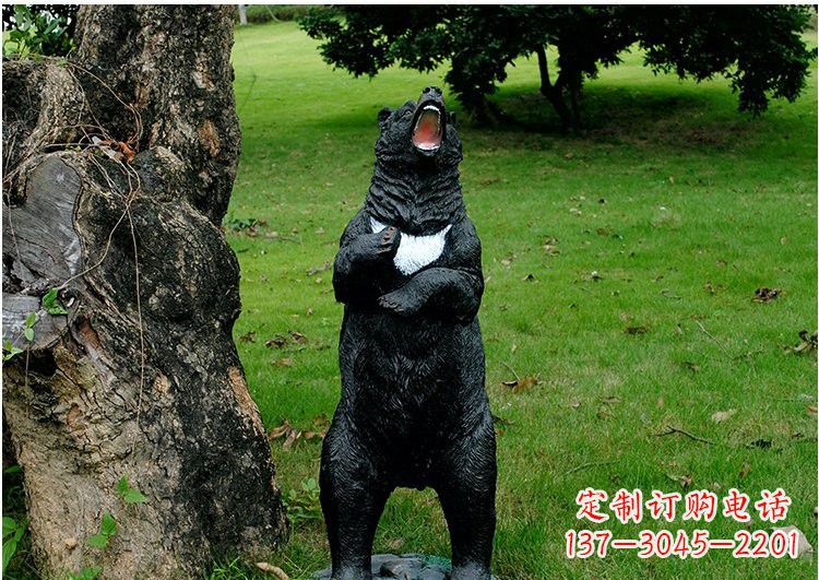 合肥公园风情玻璃钢仿真黑熊雕塑