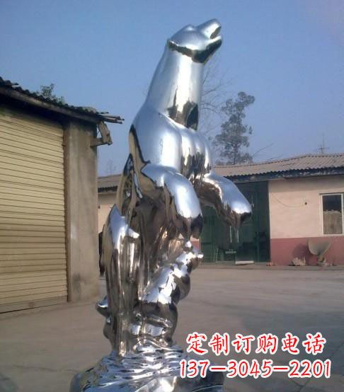 合肥公园不锈钢抽象北极熊动物雕塑