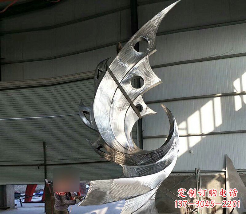 合肥公园不锈钢抽象凤凰景观雕塑 (3)