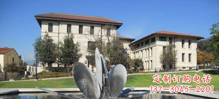 合肥抽象花朵不锈钢喷泉雕塑