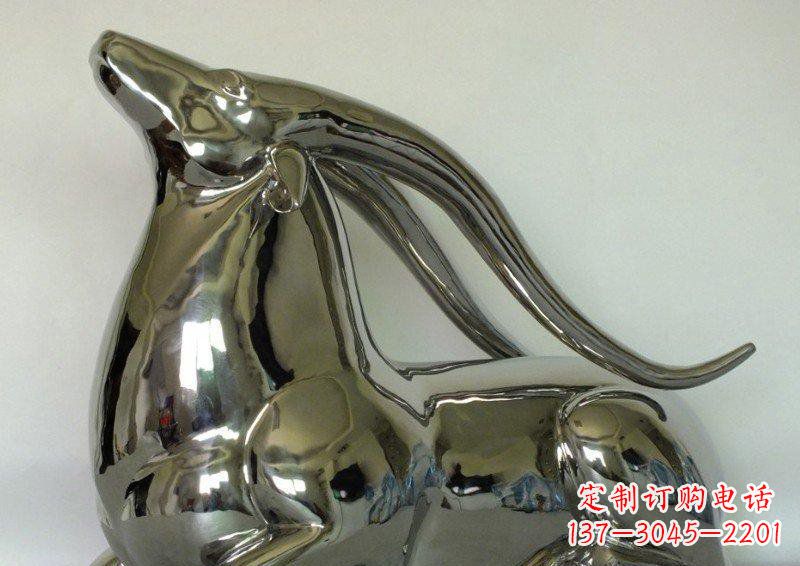 合肥中领雕塑定制公园装饰不锈钢羚羊雕塑