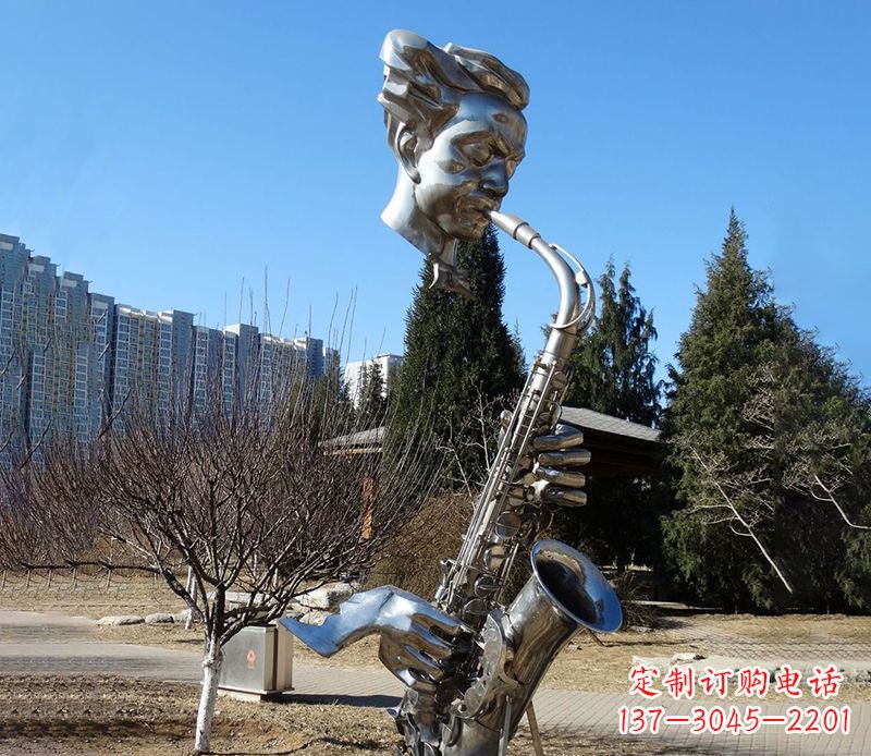 合肥纪念性不锈钢萨克斯头像雕塑