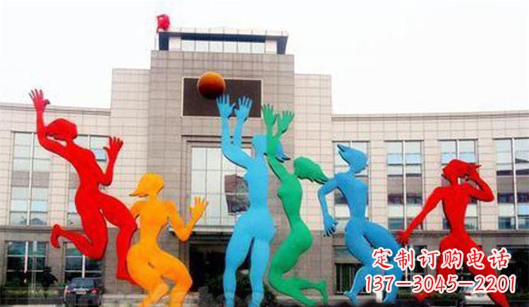 合肥激情运动的写照不锈钢女孩打篮球雕塑