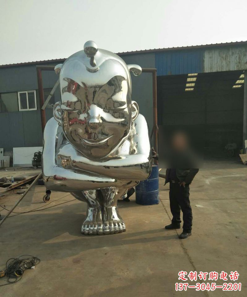 合肥大型不锈钢蹲着的儿童雕塑