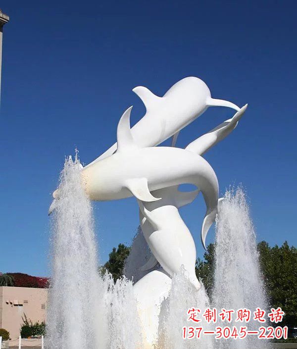 合肥完美纪念，精致的不锈钢海豚雕塑