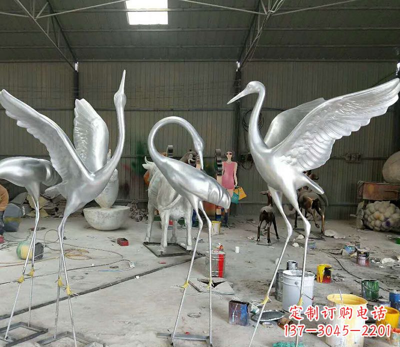 合肥艺术雕刻仙鹤不锈钢雕塑
