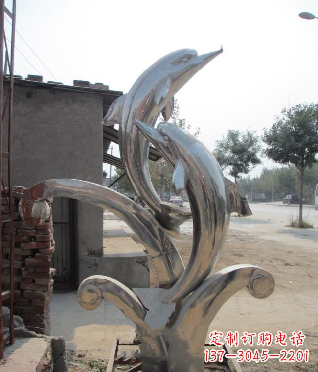 合肥倾情展示——室外可靠不锈钢海豚雕塑