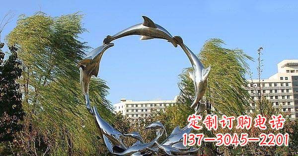 合肥华丽精致的不锈钢海豚雕塑