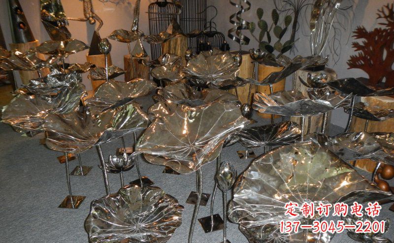 合肥抛光不锈钢荷叶雕塑