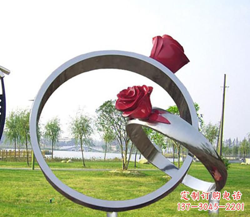 合肥不锈钢景观婚戒雕塑
