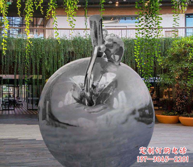 合肥公园时尚不锈钢镜面苹果雕塑