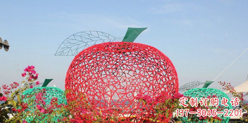 合肥高品质镂空不锈钢苹果雕塑