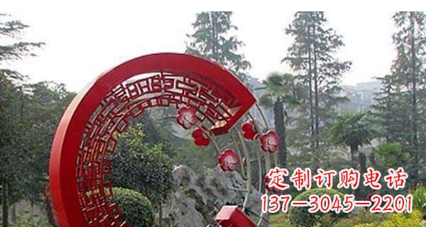 合肥灵动奔放的不锈钢和梅花圆环雕塑