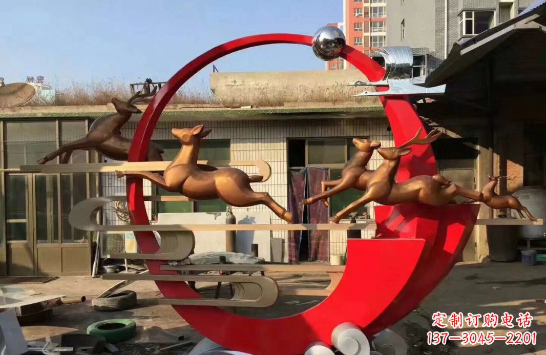 合肥高端不锈钢梅花鹿雕塑