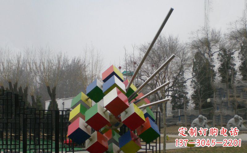 合肥不锈钢魔方雕塑,玩转您的公园