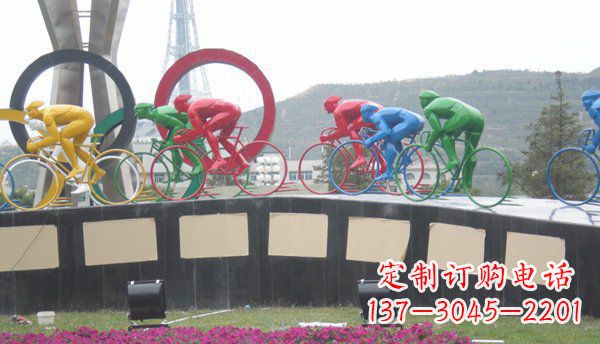 合肥品味传统,扬帆未来——不锈钢骑自行车雕塑