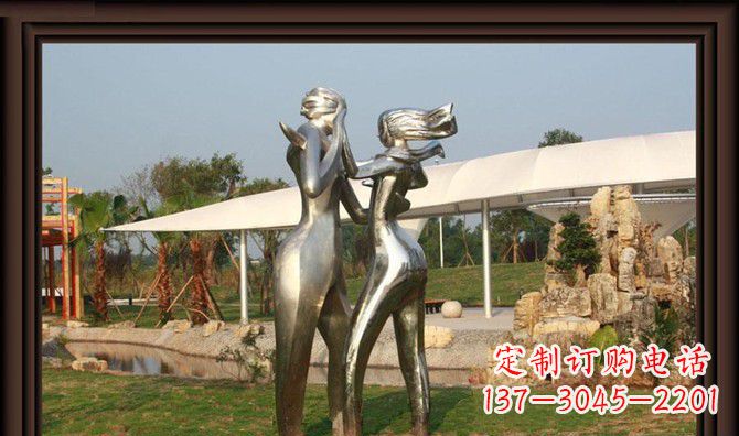 合肥一对动感传情的不锈钢跳舞情侣雕塑