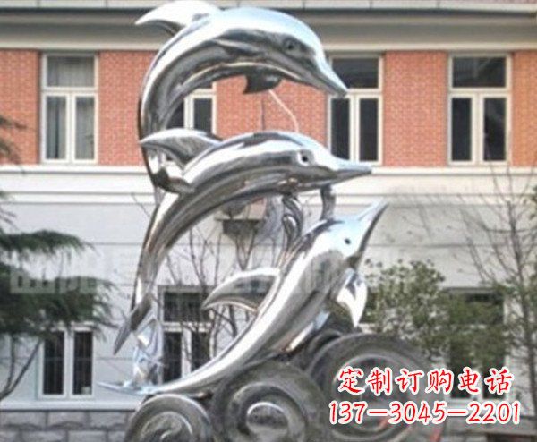 合肥跳跃海豚海浪不锈钢雕塑