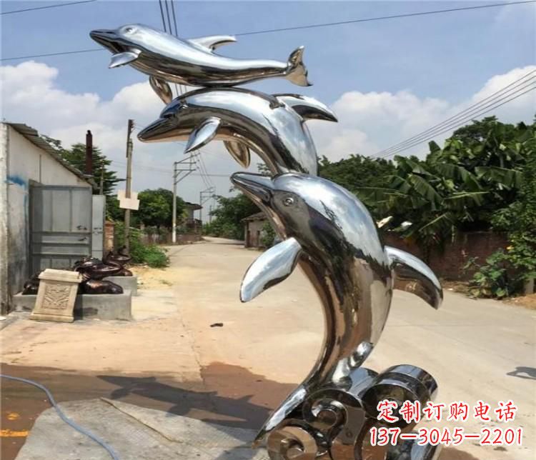 合肥冲浪海豚不锈钢雕塑