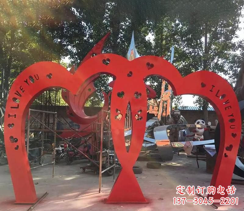 合肥中领雕塑新款不锈钢心形拱门雕塑