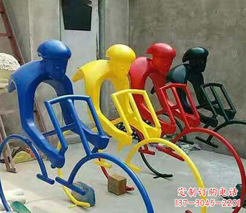 合肥不锈钢自行车运动人物景观雕塑