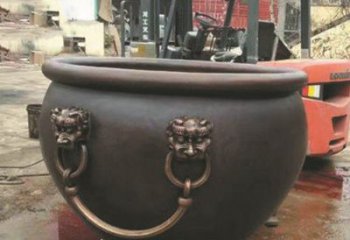 合肥非凡形态的铜雕狮子头水缸