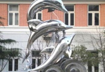 合肥跳跃海豚海浪不锈钢雕塑