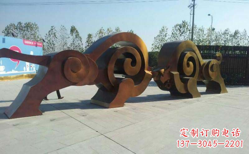 合肥公园抽象牛动物铜雕