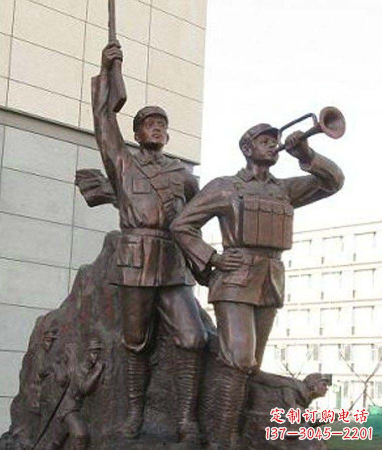 合肥革命精神熠熠冲锋号铜雕