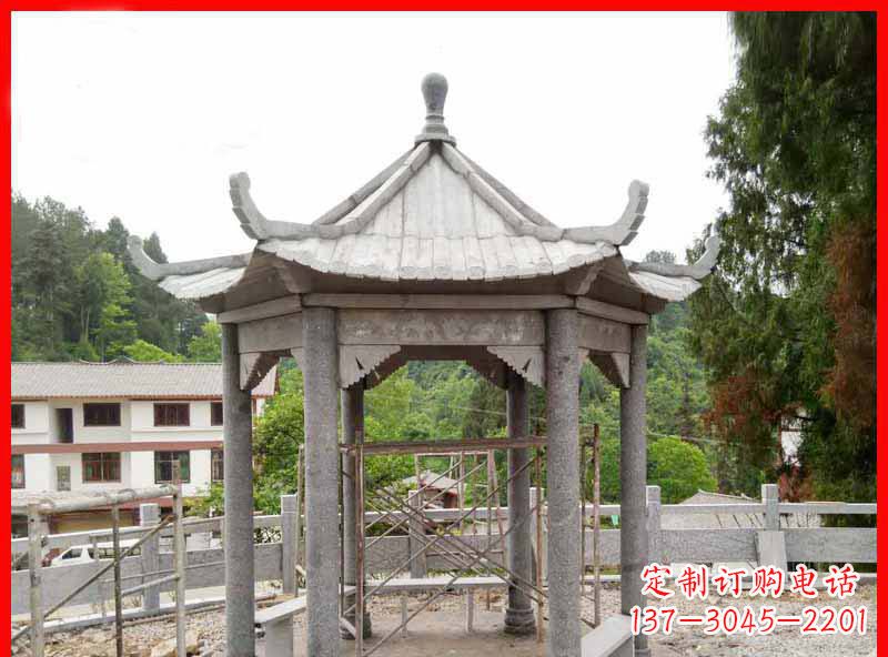 合肥公园大理石六角石雕凉亭