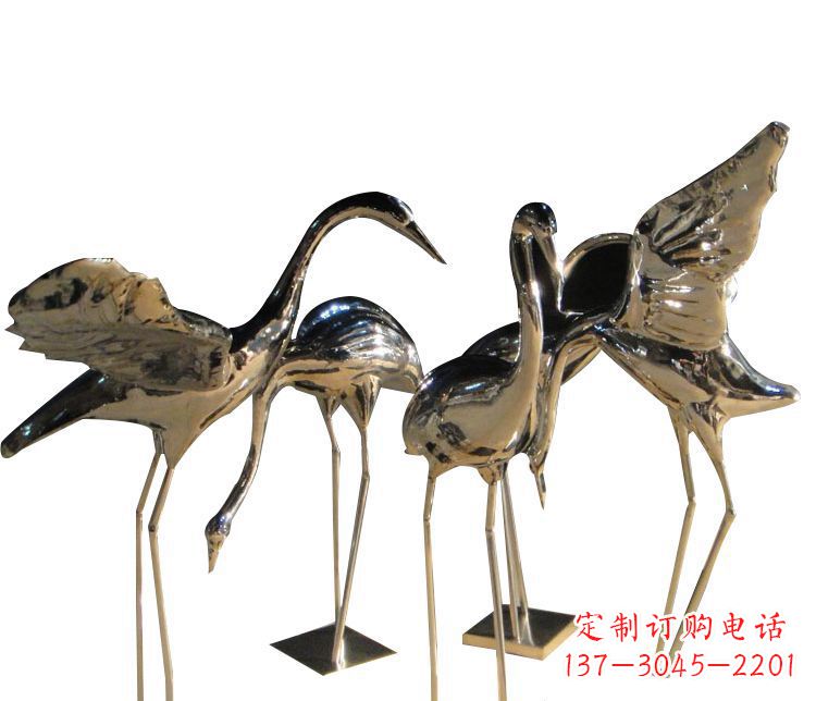 合肥三角中国领雕塑不锈钢仙鹤雕塑