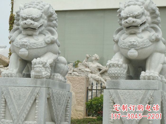合肥公园动物大理石狮子石雕 (5)