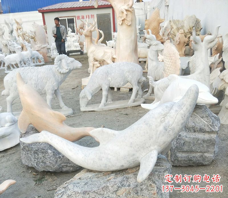 合肥公园动物海豚石雕