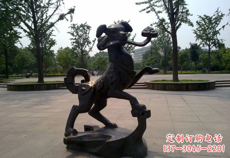合肥公园动物如意小狗铜雕