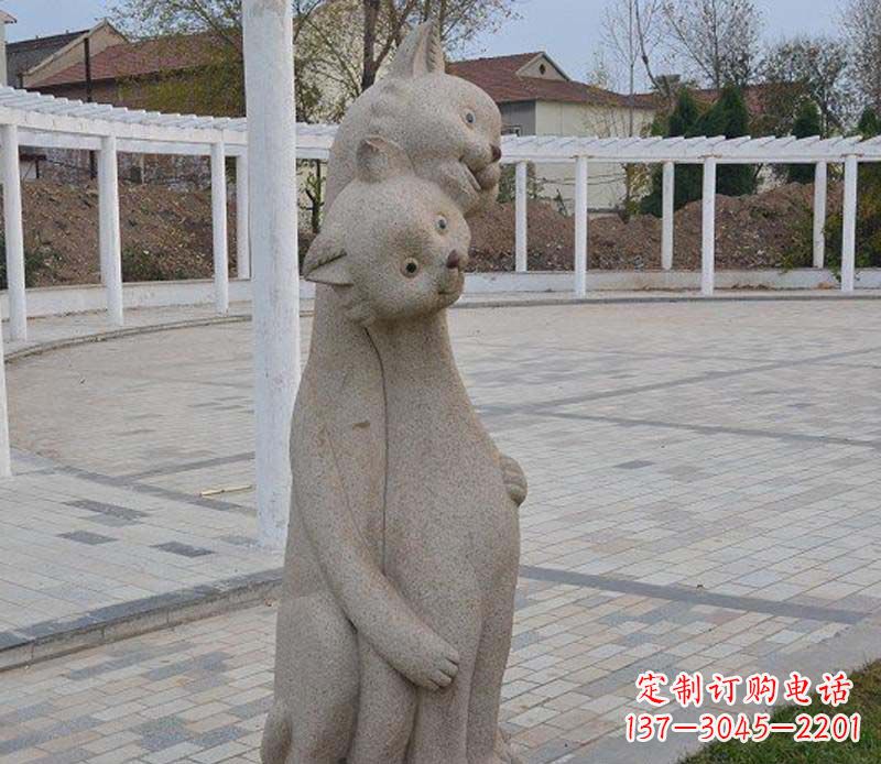 合肥公园动物小猫石雕