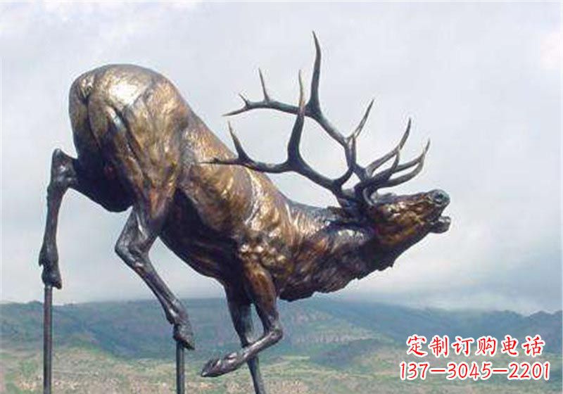 合肥公园动物驯鹿铜雕