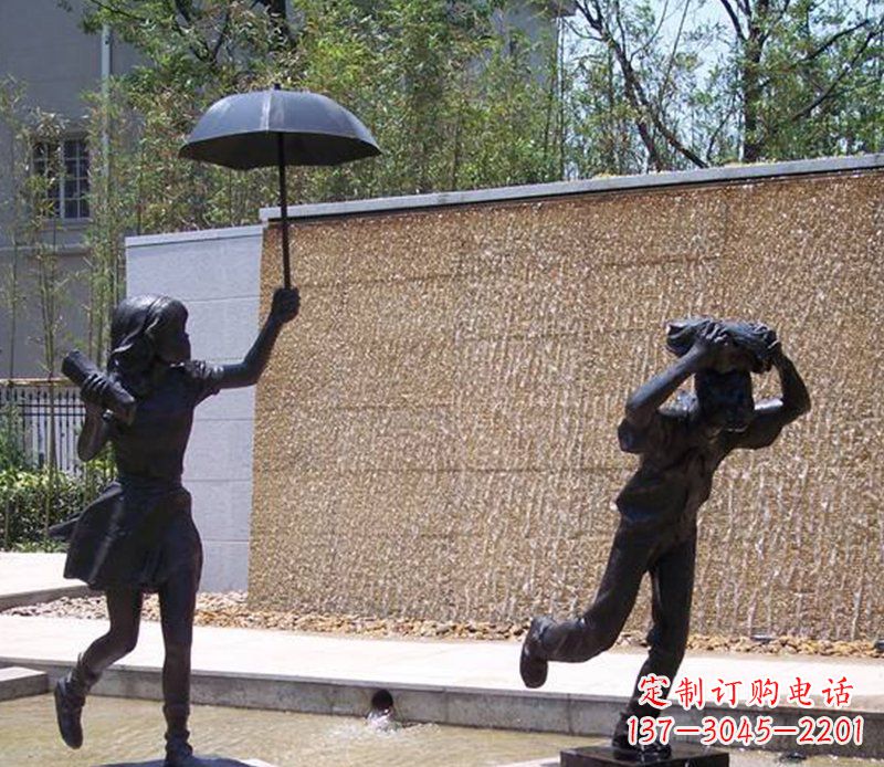 合肥抗风雨小男孩铜雕