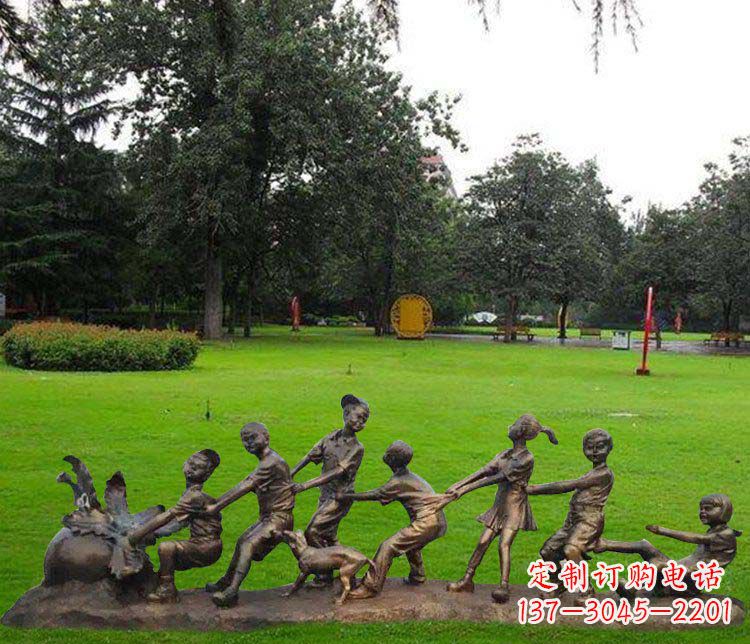 合肥公园儿童拔萝卜人物小品铜雕