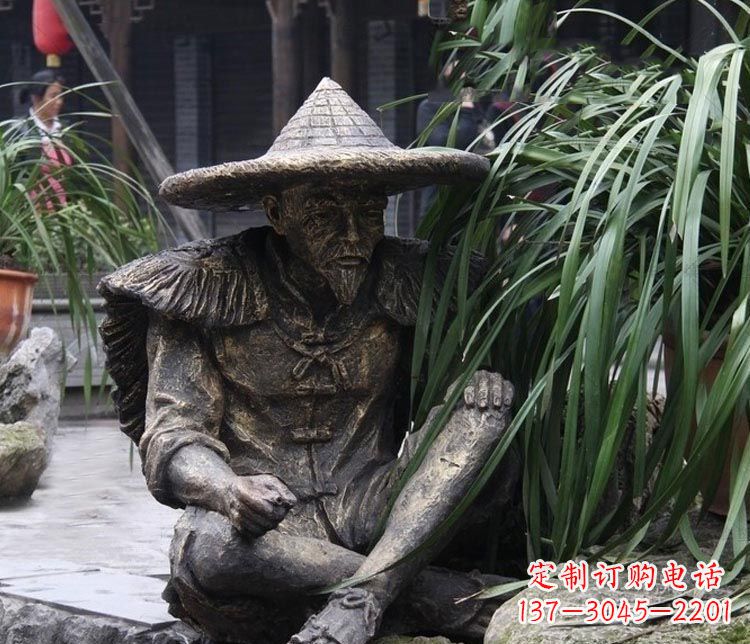 合肥中领雕塑定制——古典经典“渔翁”铜雕