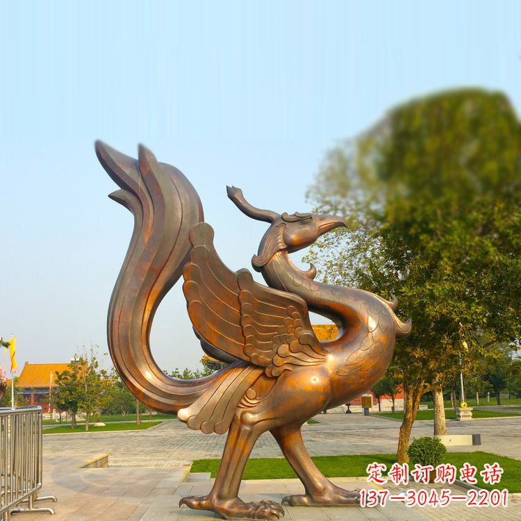 合肥纯铜铸造的四灵之朱雀雕塑
