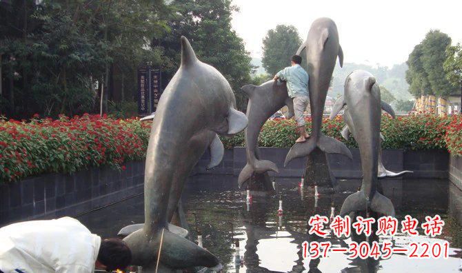 合肥公园海豚动物铜雕
